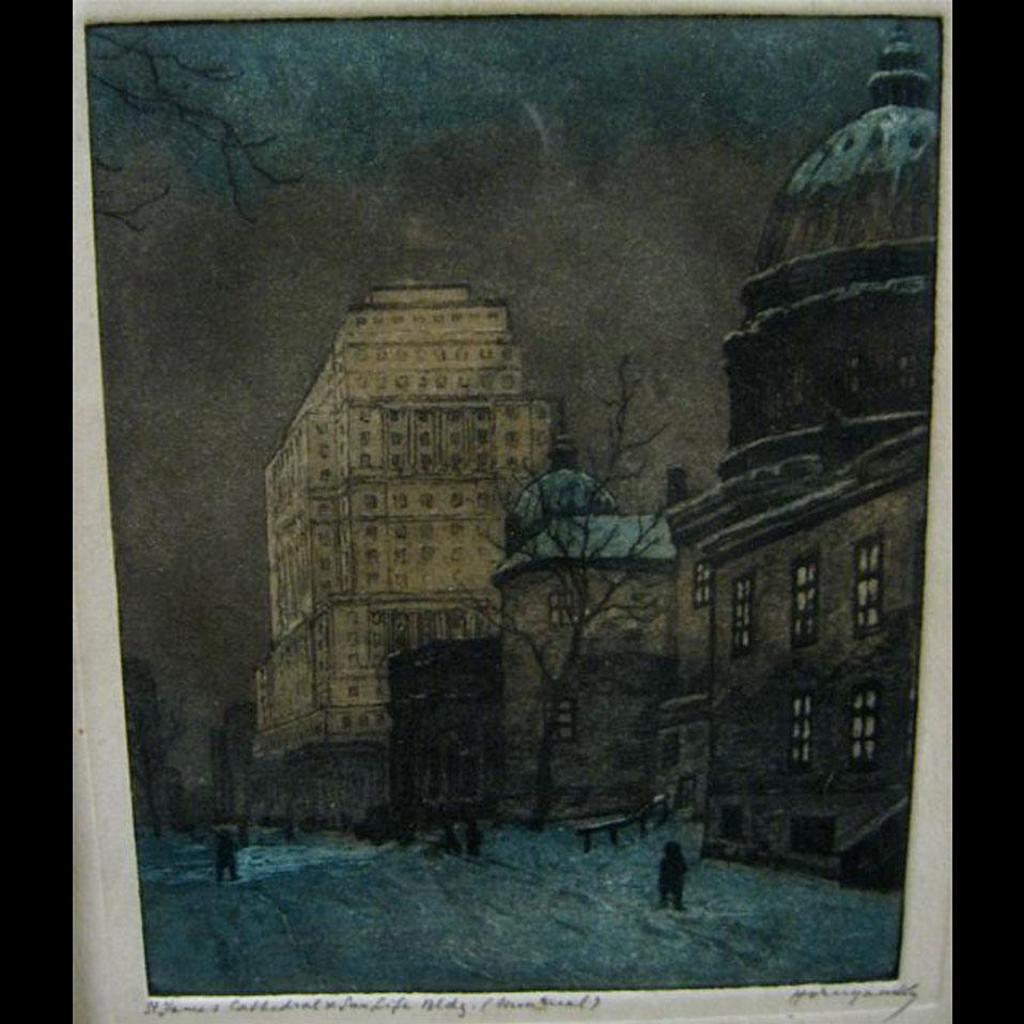 Nicholas Hornyansky (1896-1965) - St. James Catheral & Sun Life Bldg (Montreal)