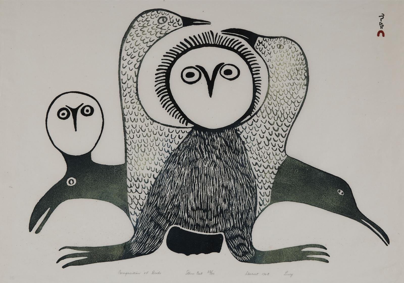 Lucy Qinnuayuak (1915-1982) - Composition Of Birds