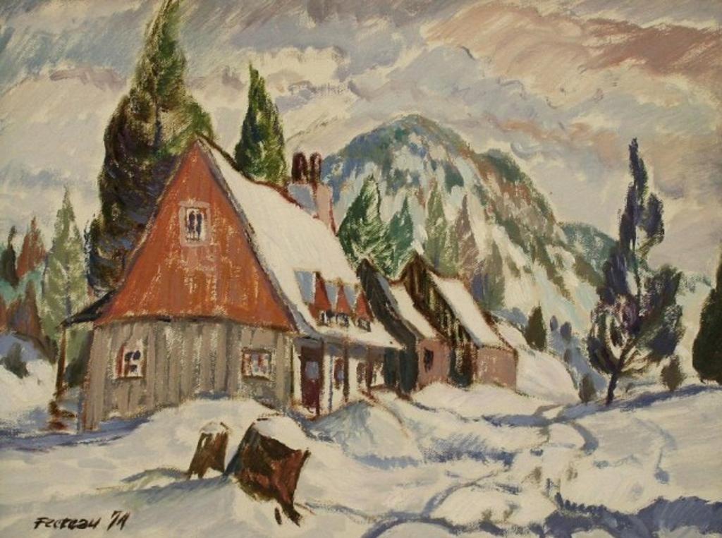 Marcel Fecteau (1927) - Farm in Winter, oil on canvas,