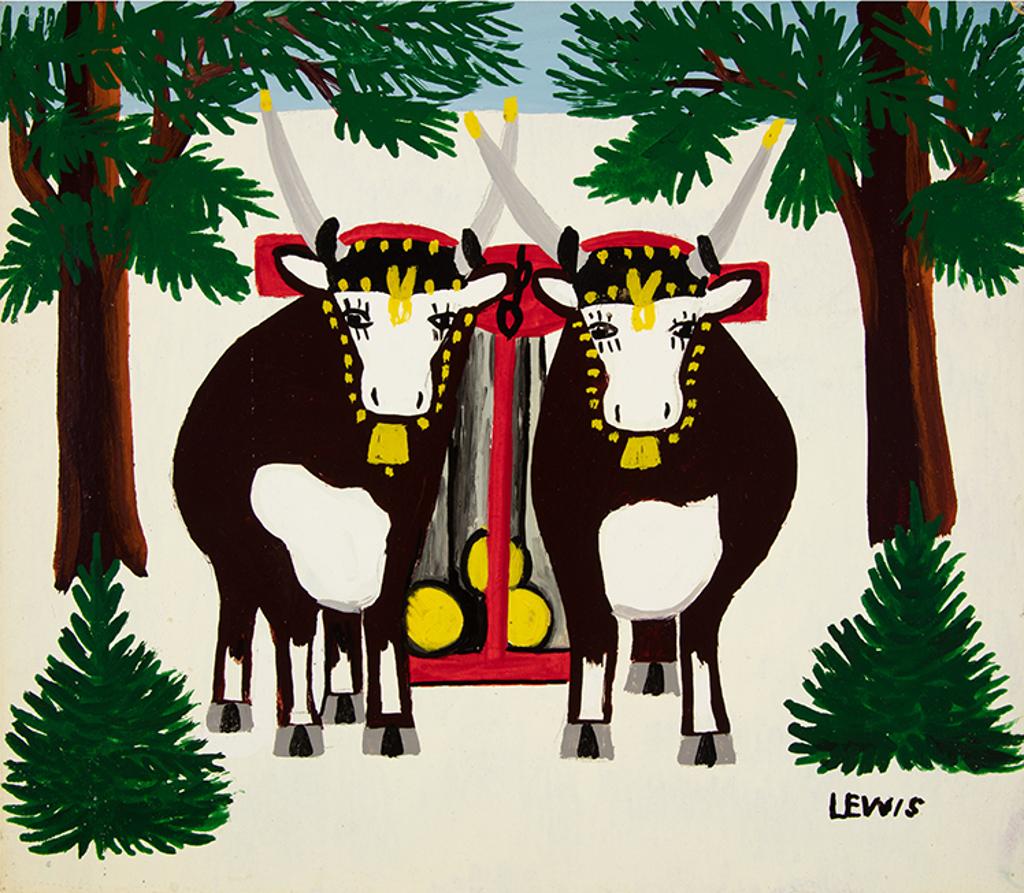 Maud Kathleen Lewis (1903-1970) - Two Oxen in Winter