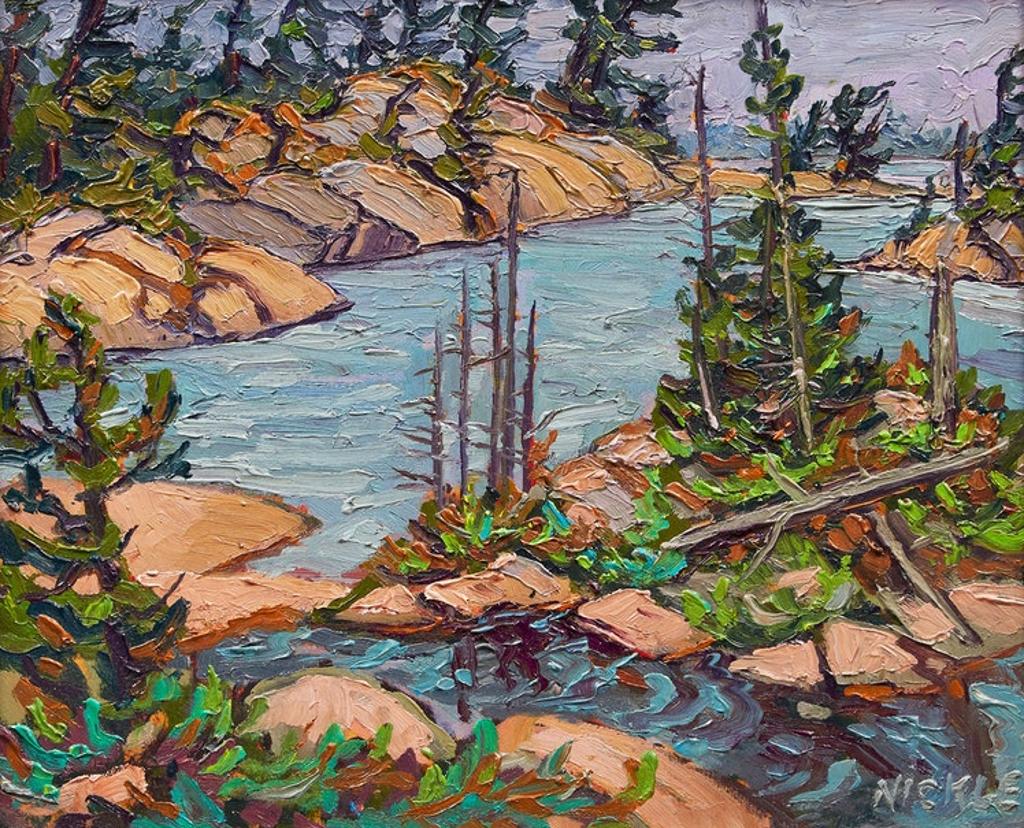 Lawrence Nickle (1931-2014) - View Across Bing Inlet at Bigwood and Clark Island, Georgian Bay