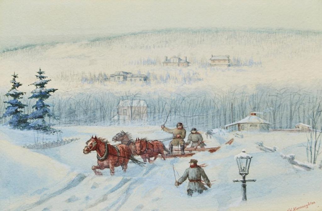 John H. MacNaughton (1876-1899) - Snow Plow, Greene Avenue, Montreal; Delivering Milk, Dorchester St., Westmount, Montreal