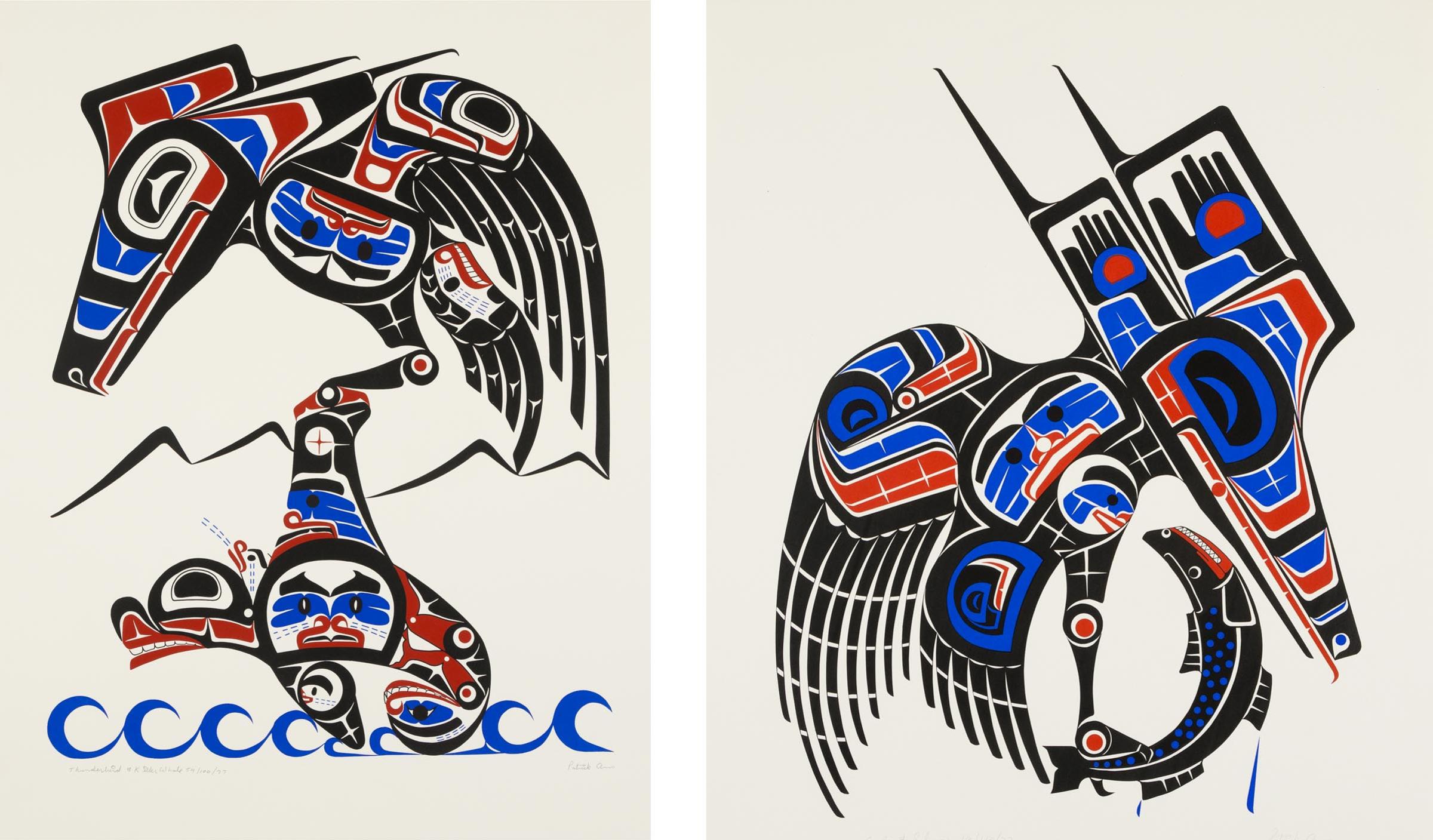 Patrick Amiot (1960) - Thunderbird And Killer Whale, 1977; Eagle & Salmon, 1977