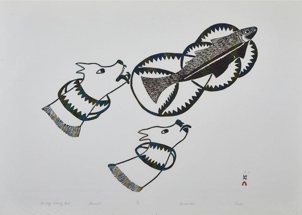 Pudlo Pudlat (1916-1992) - Sea Dogs Chasing Fish