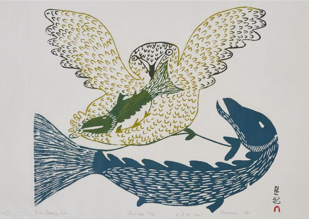 Pitseolak Ashoona (1904-1983) - Bird Stealing Fish