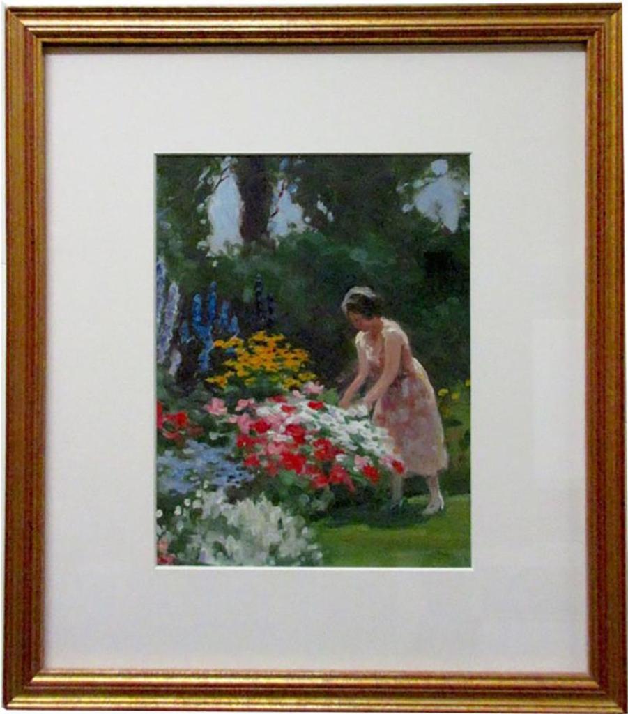 Arthur Alexander Drummond (1891-1977) - Woman Selecting Flowers In Her Garden