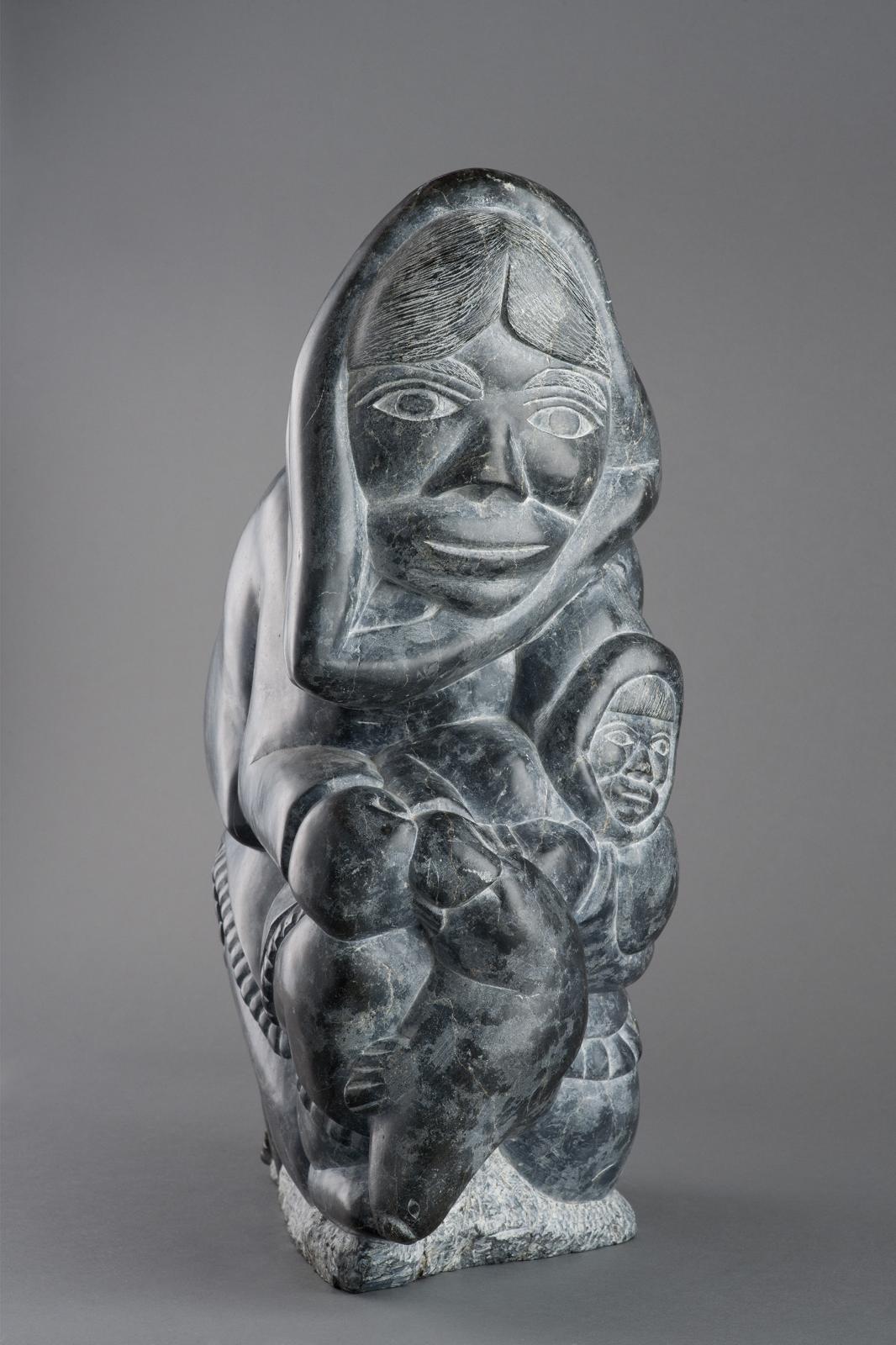 Abraham POV (1927-1994) - Woman Holding Fish With Child At Her Side