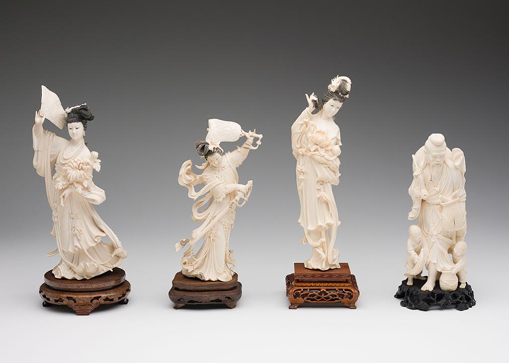 Chinese Art - Four Chinese Ivory Carved Figures, circa 1955