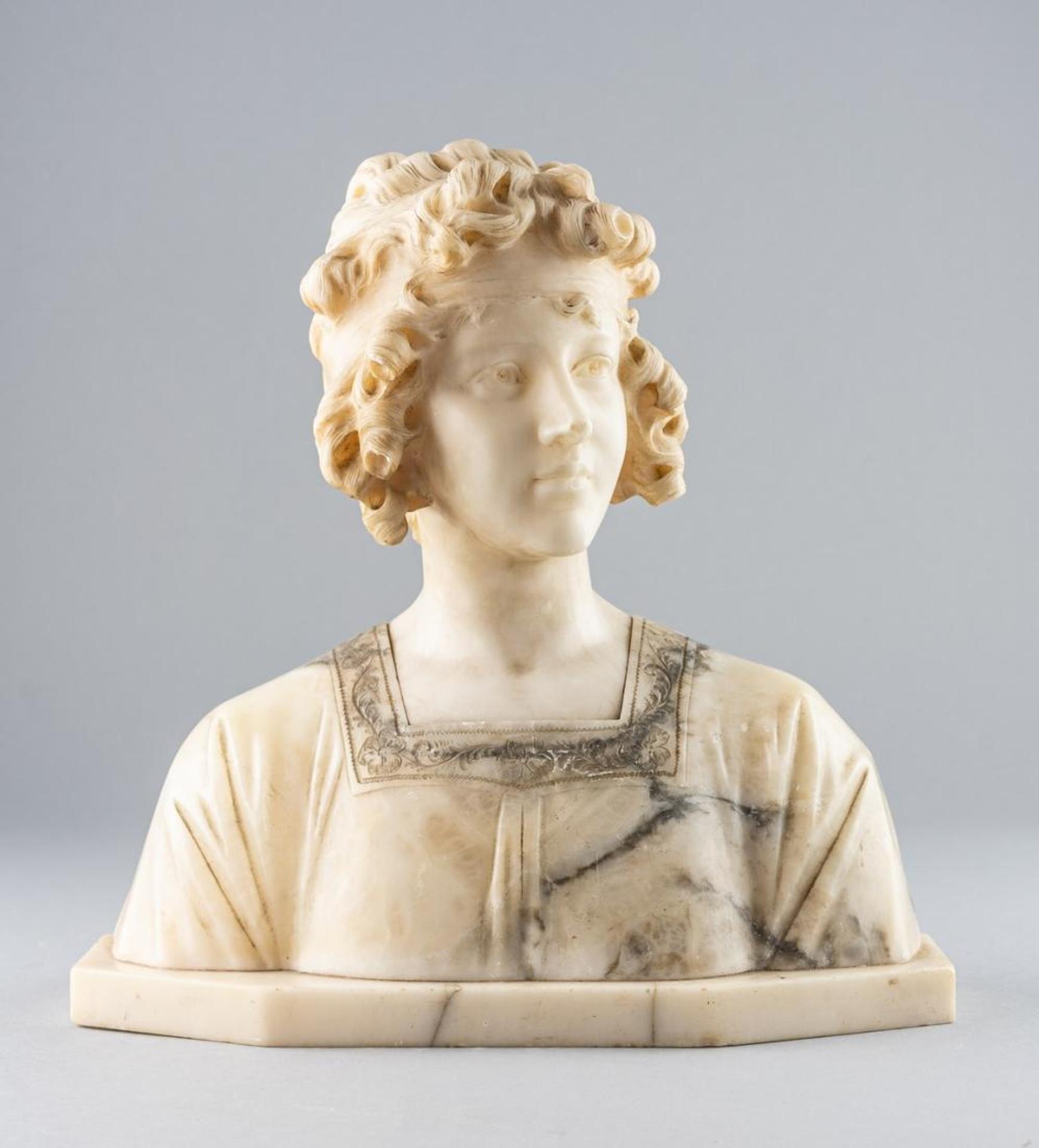 Prof. E. Montoni - an alabaster bust of a young maiden