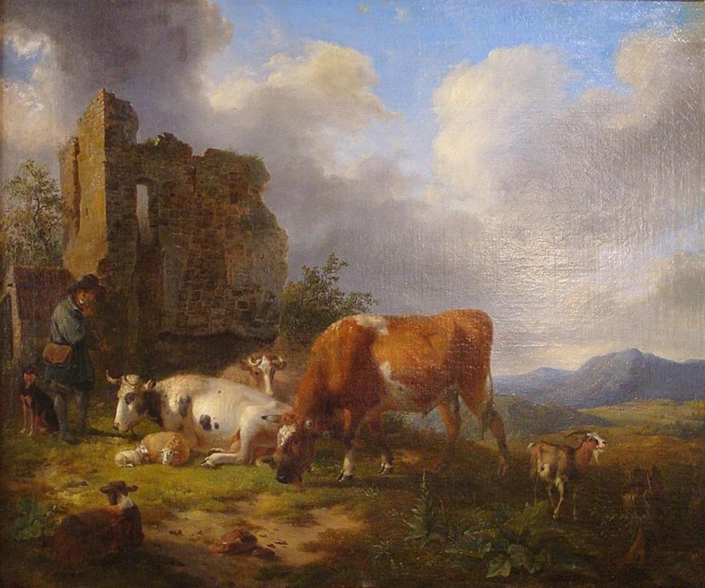 Dirk van Oosterhoudt (1756-1830) - Farm Animals By Ruins