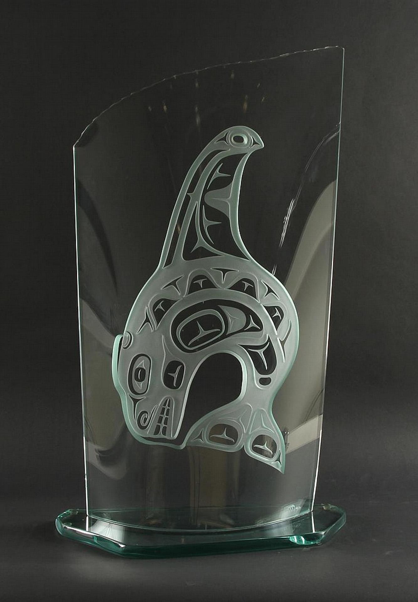 David Montpetit - a limited edition etched glass panel depicting a Killer Whale