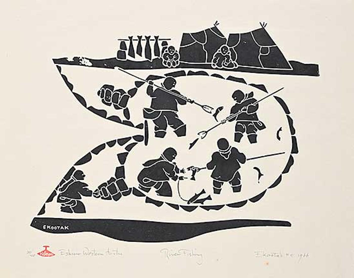 Victor Ekootak (1916-1965) - River Fishing #30/40