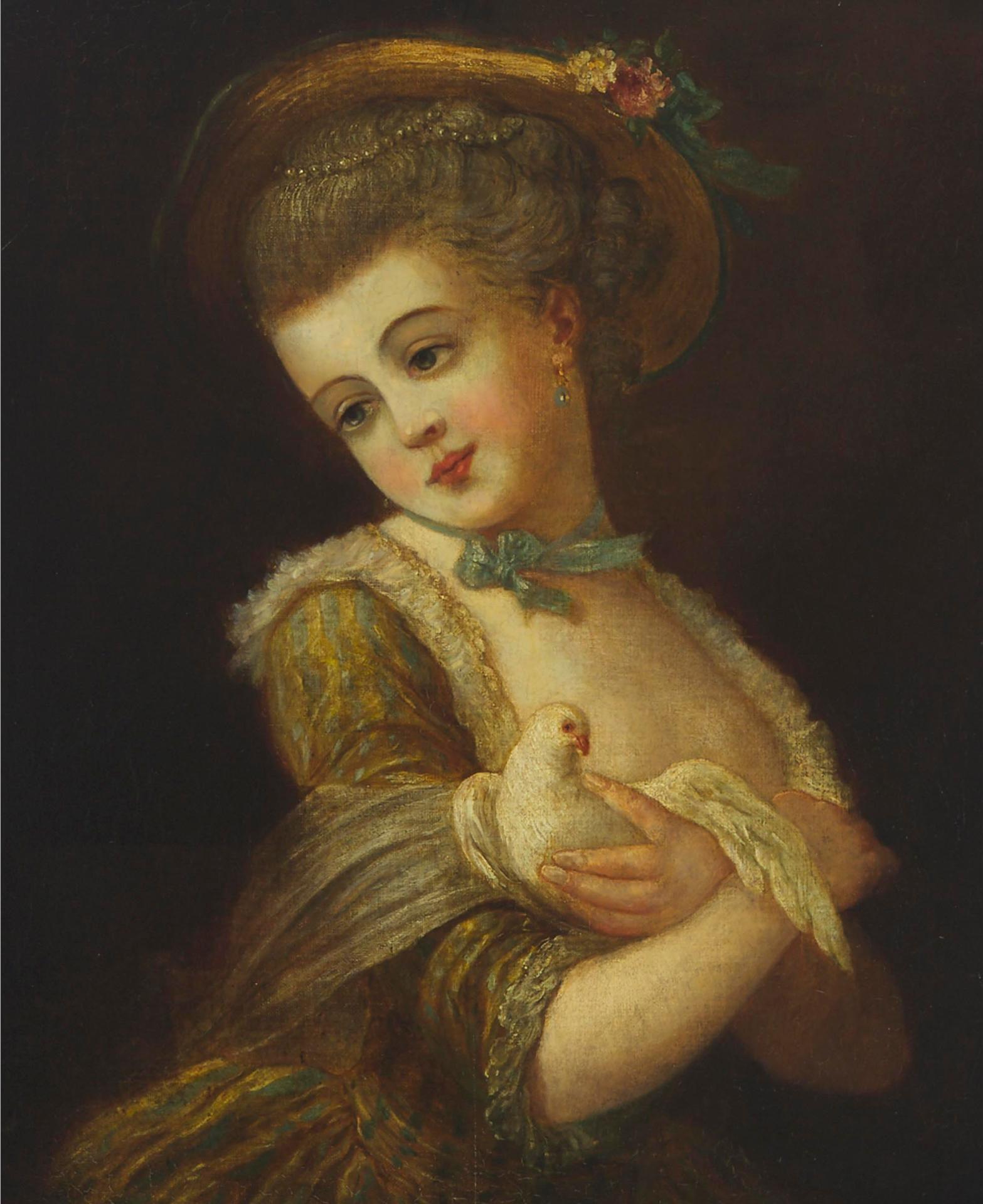 Follower of Jean-Baptiste Greuze (1725-1805) - Girl With Dove, 1774