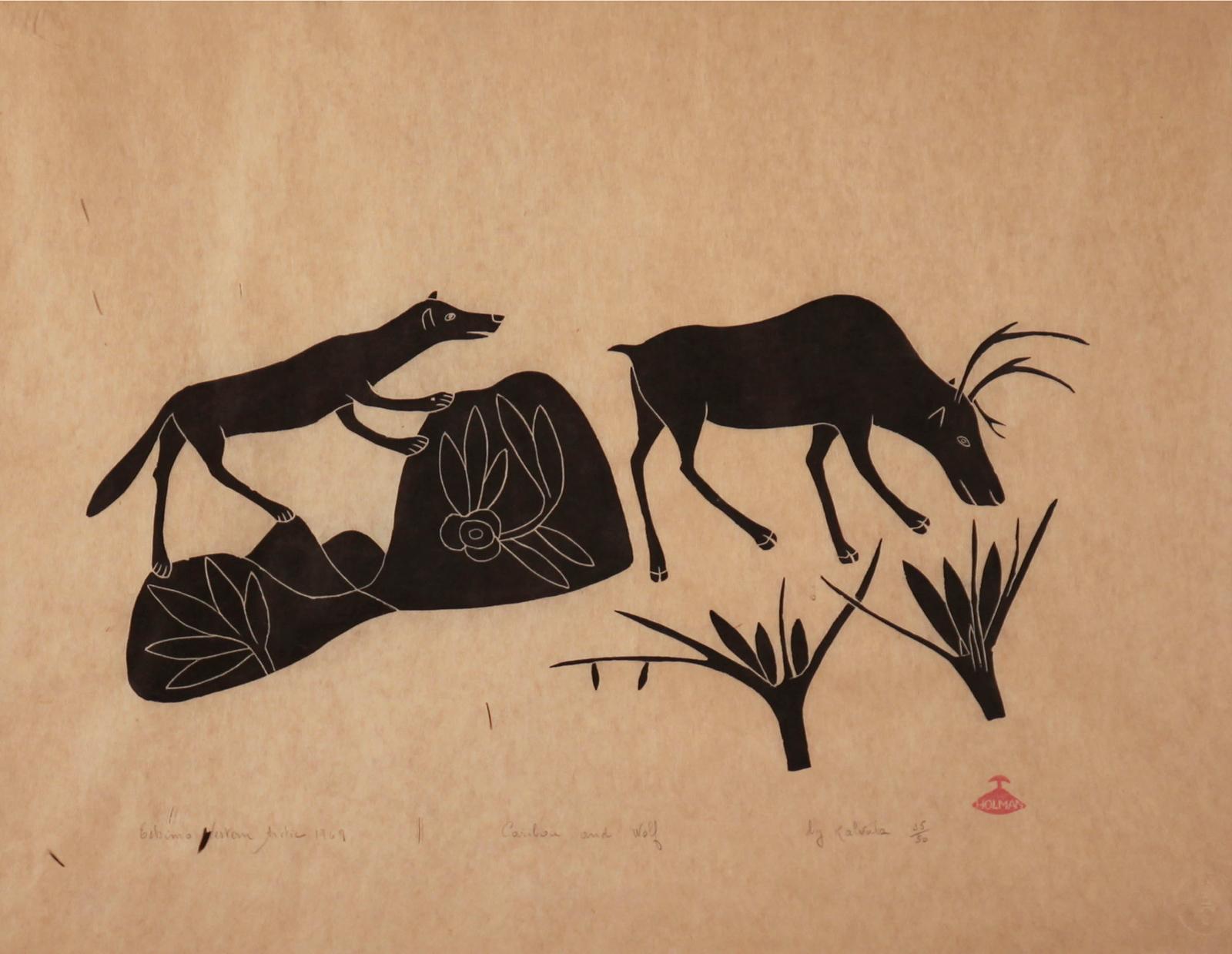 Helen Mabel Nigiyok Kalvak (1901-1984) - Caribou And Wolf