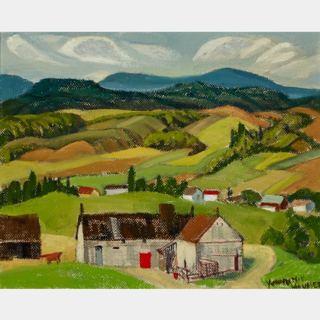 Yvonne Mckague Housser (1897-1996) - Houses Set Amidst Rolling Hills