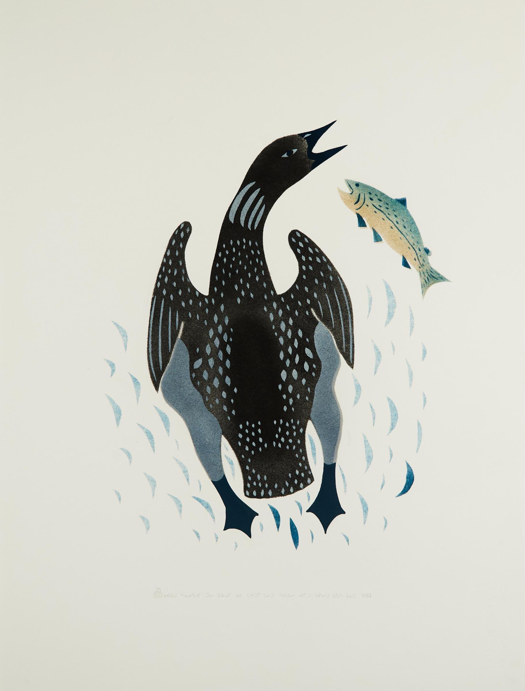 Syollie Arpatuk Amituk (1936-1986) - A Loon Chasing A Fish Upstream, 1985