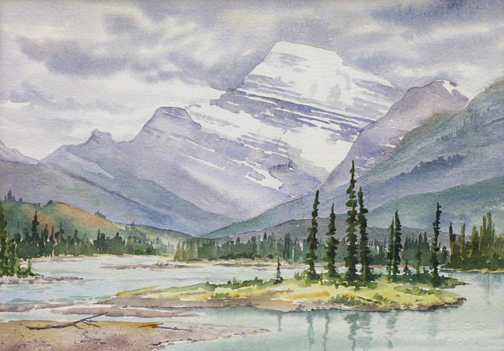 Jeanette McClelland-Brookes (1937) - Athabaska River & Mt. Edith Cavell