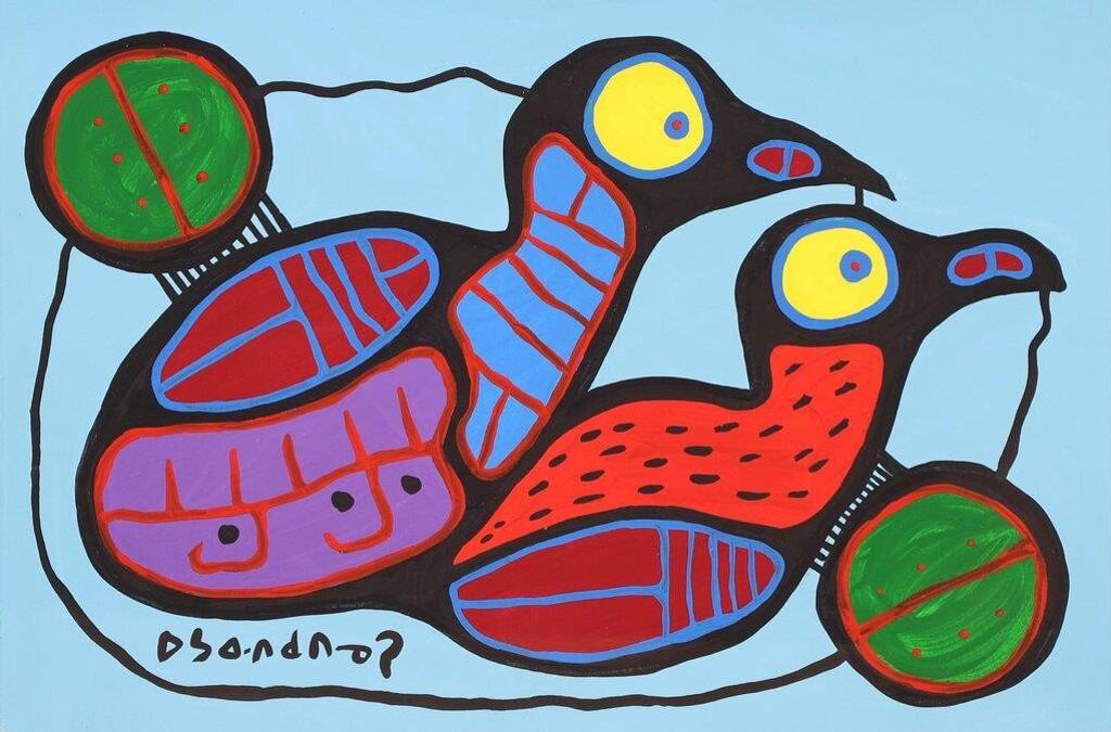 Norval H. Morrisseau (1931-2007) - TWO BIRDS; late 1980s