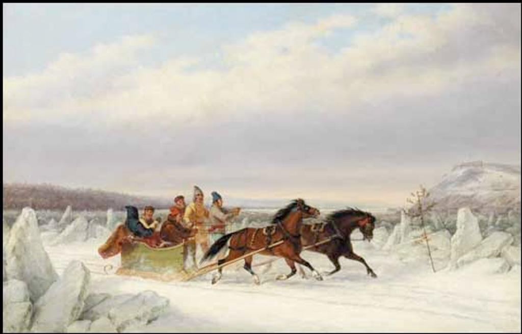Cornelius David Krieghoff (1815-1872) - Racing Across the Ice, Quebec