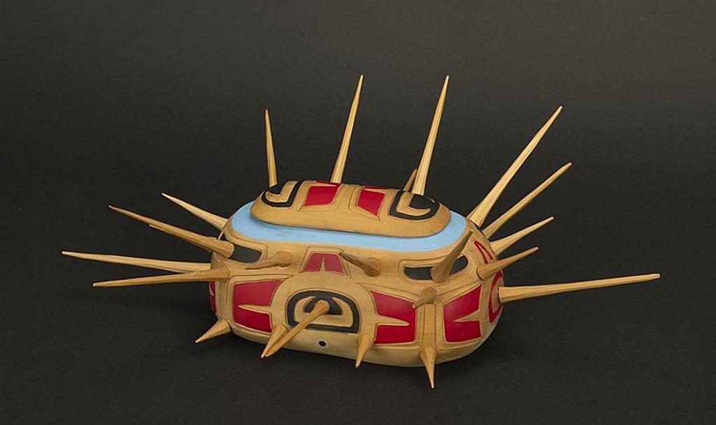 Robert McTavish - a carved and polychromed Sea Urchin lidded box
