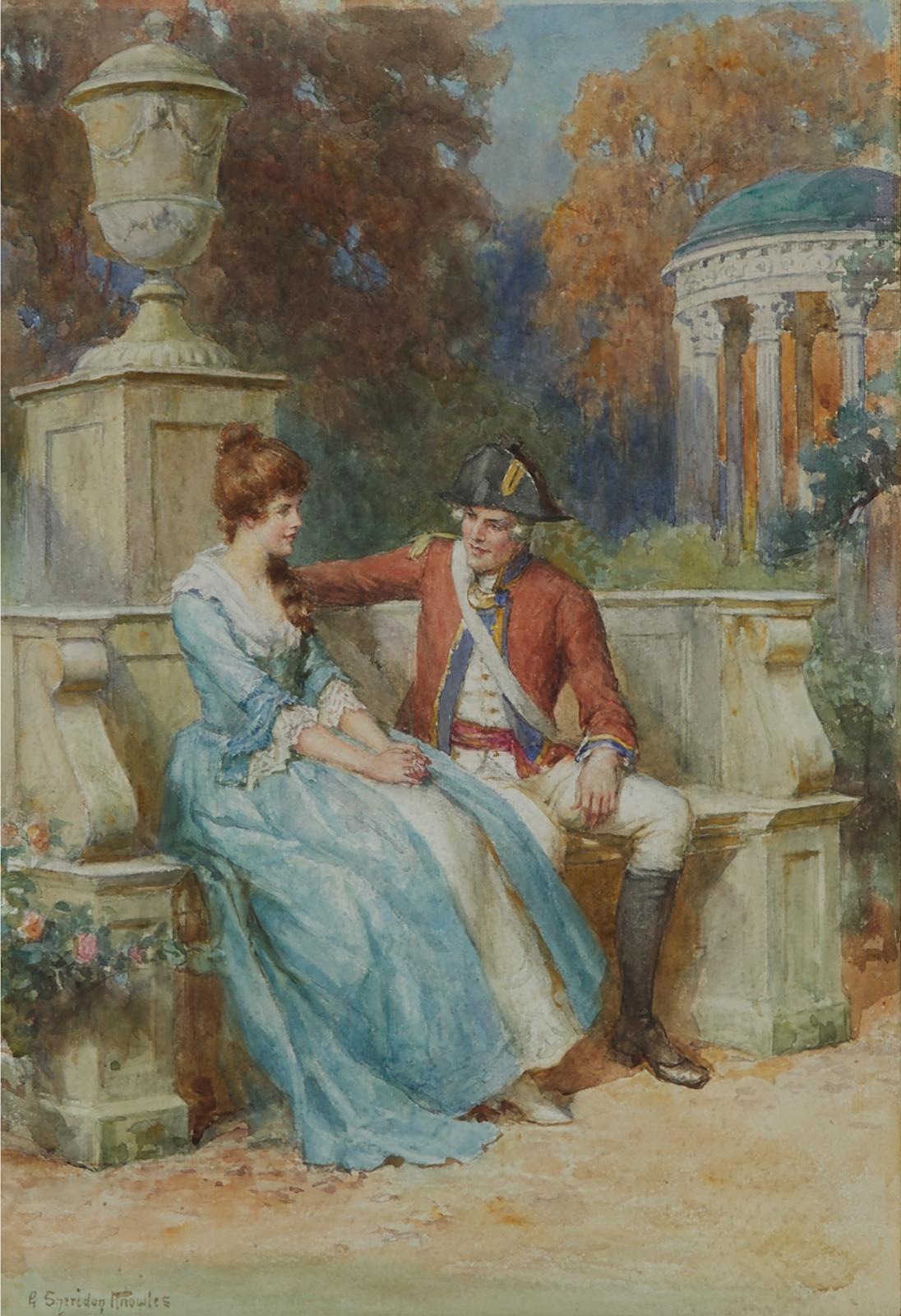 George Sheridan Knowles (1863-1931) - The Officer And A Lady In A Garden Courtyard