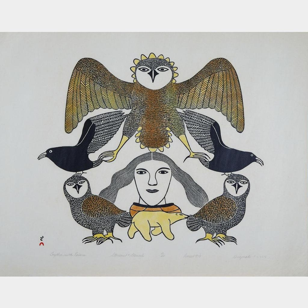 Kenojuak Ashevak (1927-2013) - Together With Ravens