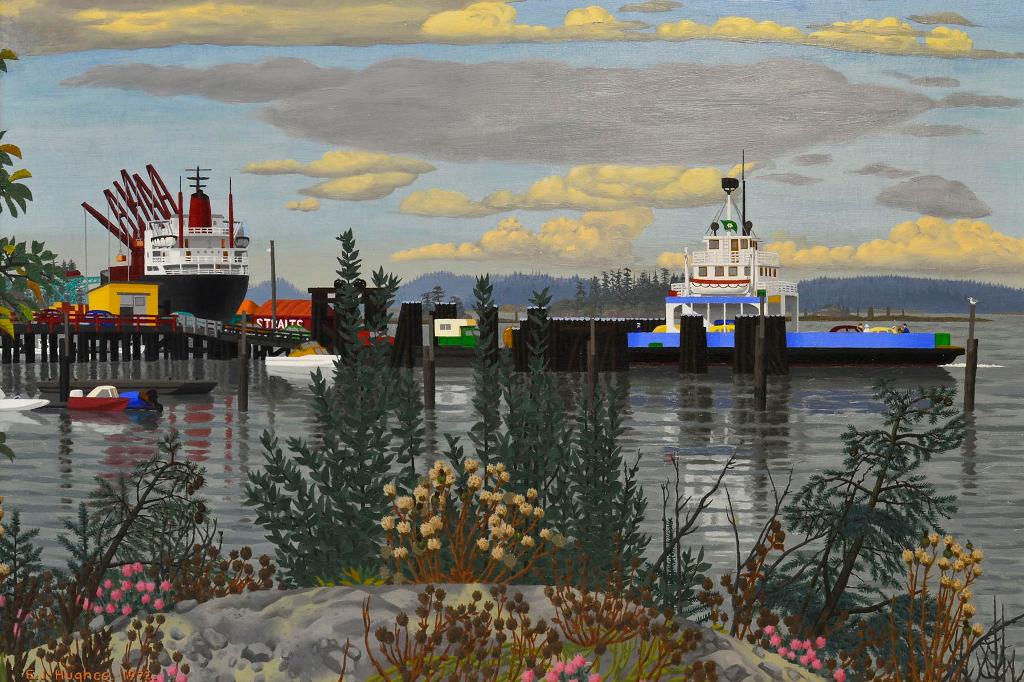 Edward John (E. J.) Hughes (1913-2007) - Freighter and Car Ferry at Crofton