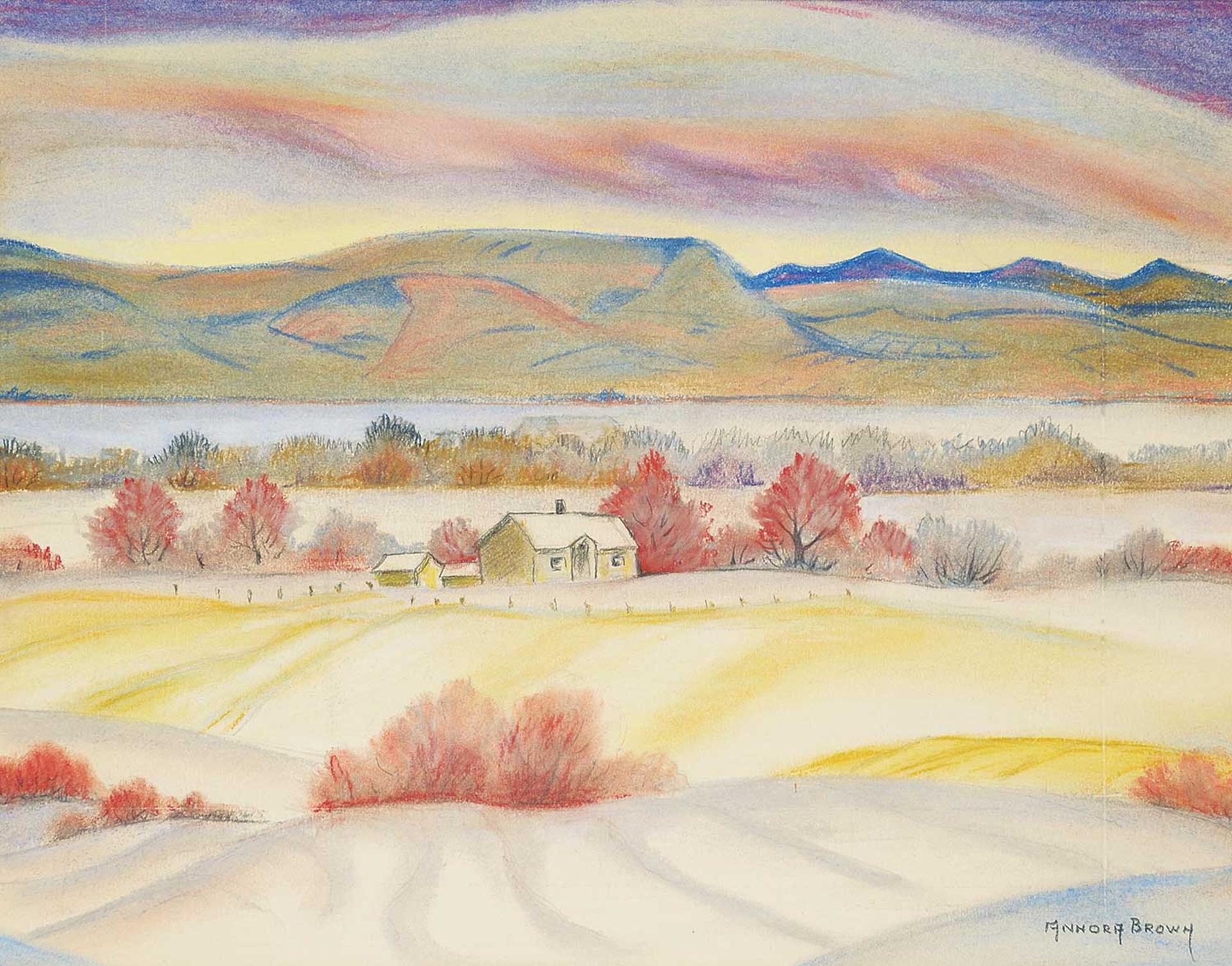 Annora Brown (1899-1987) - Untitled - Farmhouse by the Lake