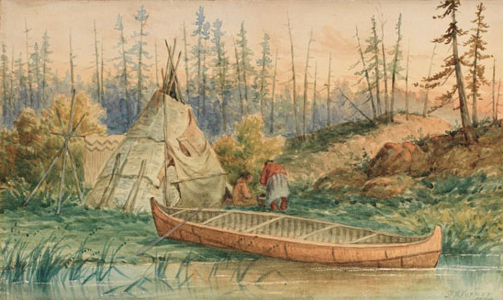 Frederick Arthur Verner (1836-1928) - Indians, Canoe and Tepee