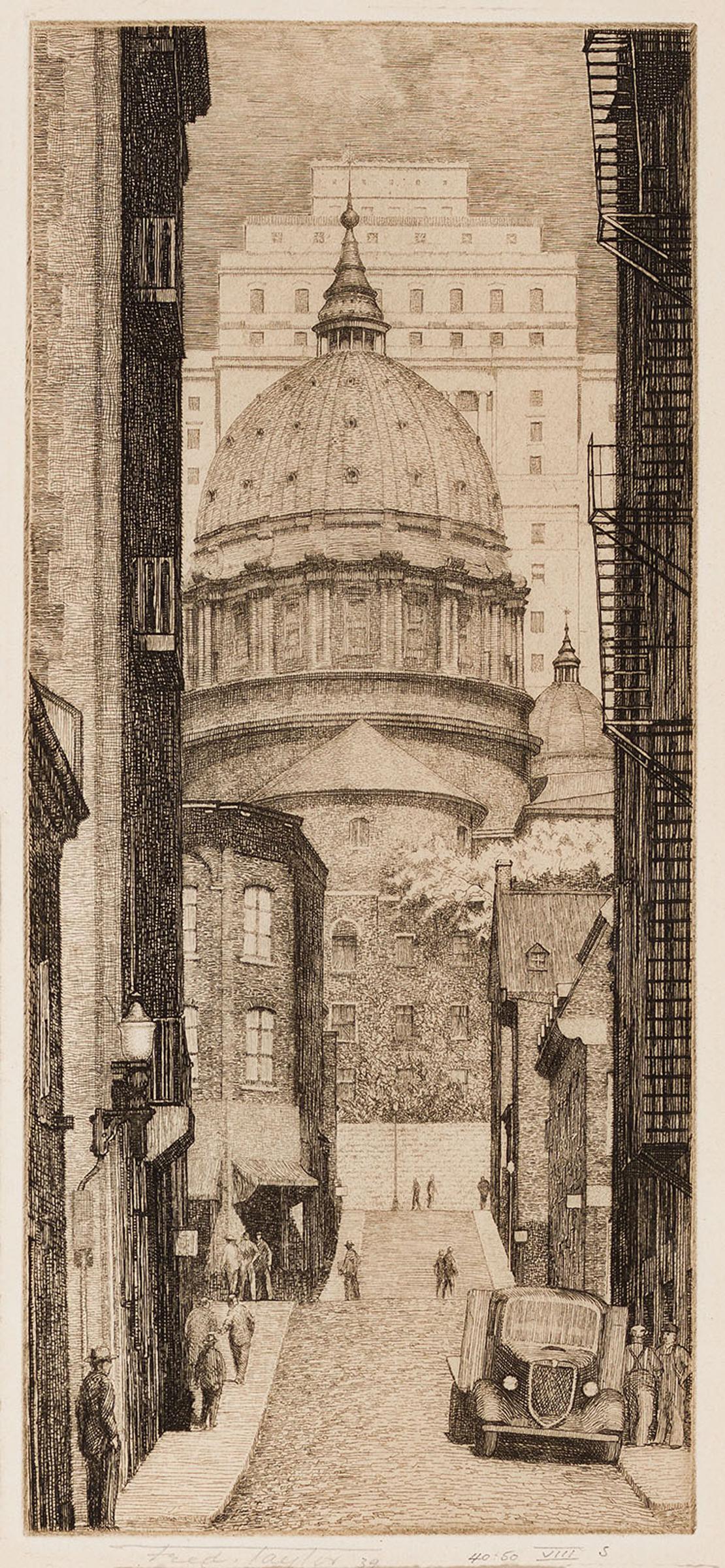 Frederick Bourchier Taylor (1906-1987) - Looking up St. Cecile St., Montreal