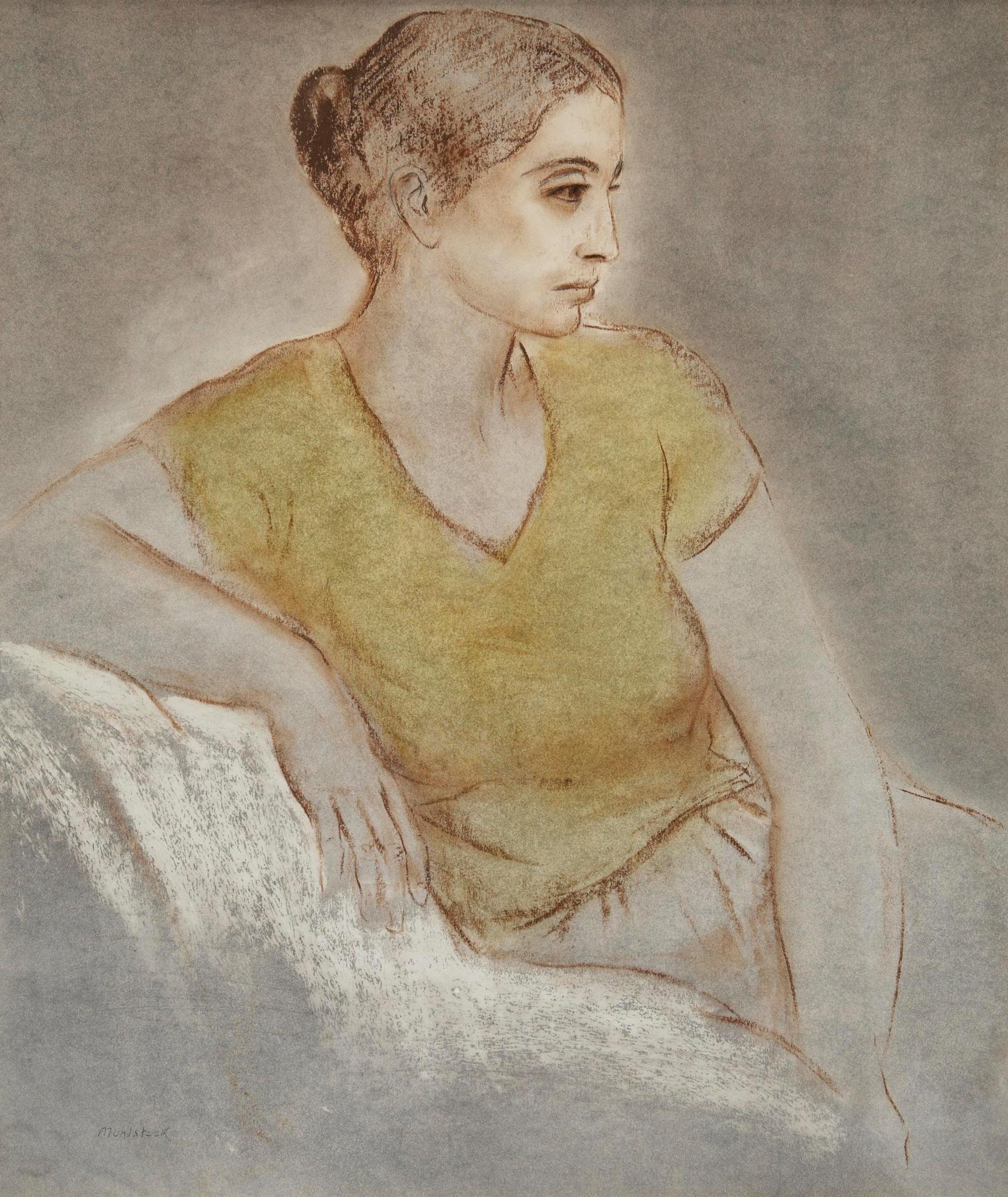 Louis Muhlstock (1904-2001) - Portrait of a woman in yellow