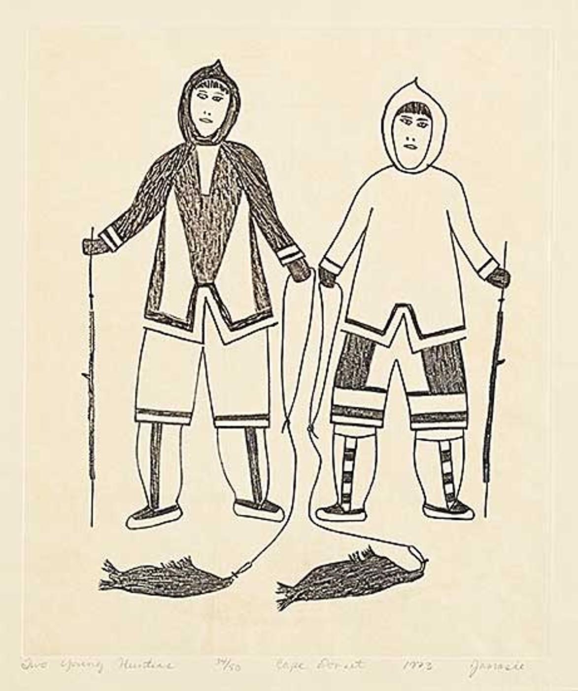 Jamasie Teevee (1910-1985) - Two Young Hunters #34/50