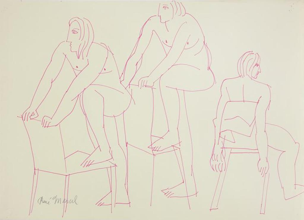 Rene Marcil (1917-1993) - Untitled - Nude Study With Chair
