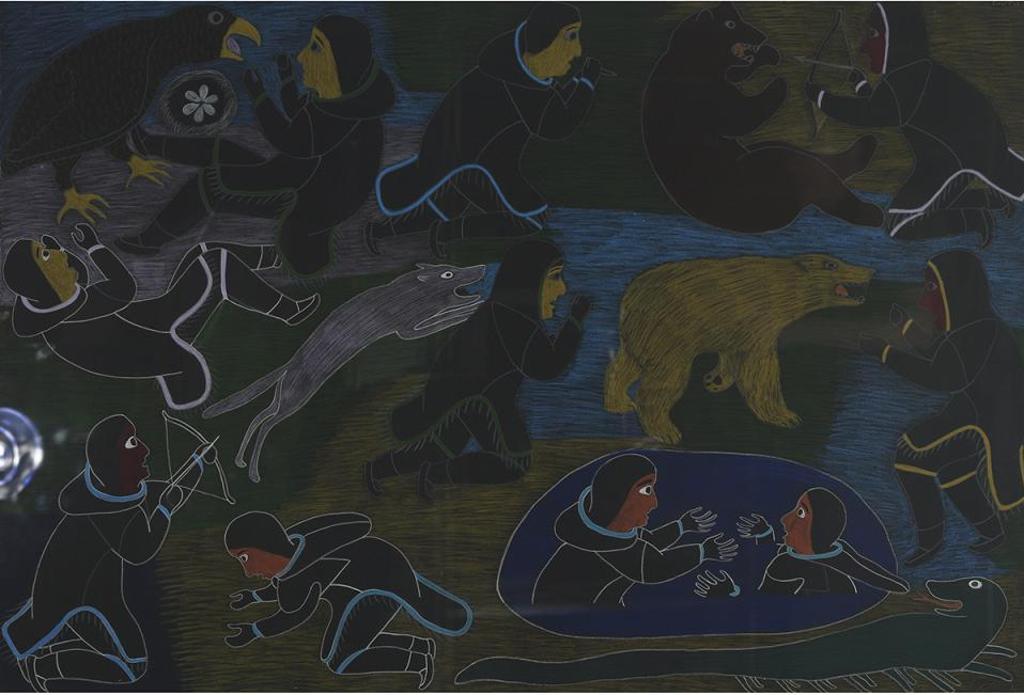 Victoria Mamnguqsualuk (1930-2016) - Untitled (Woman Fighting Various Animals)