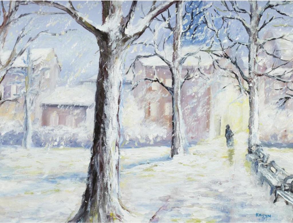 John Kasyn (1926-2008) - Heavy Snowfall, Riverdale Park, Benches