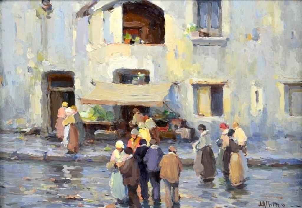 Luca Albino (1884-1952) - Italian Street Scene