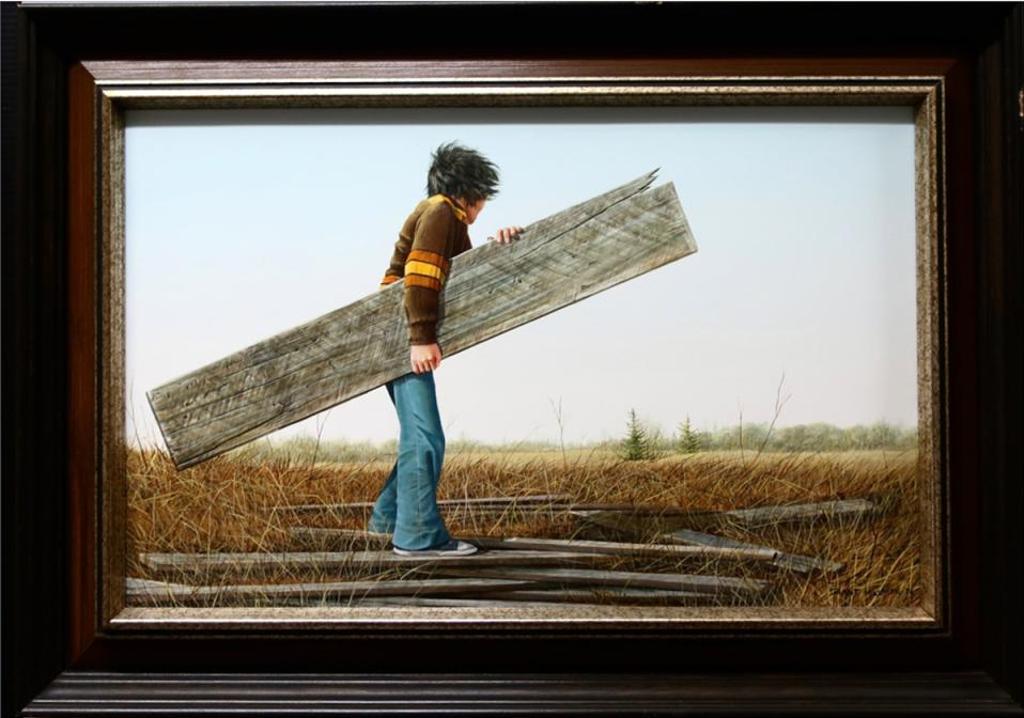 Grant Bourne Hillman (1935-2004) - Untitled (Boy Carrying Wood Plank)