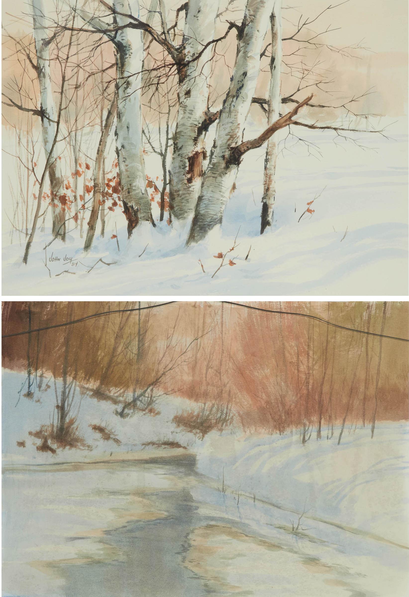 John Joy (1925-2012) - Untitled (Winter Birches); Untitled (Spring Thaw), 1984