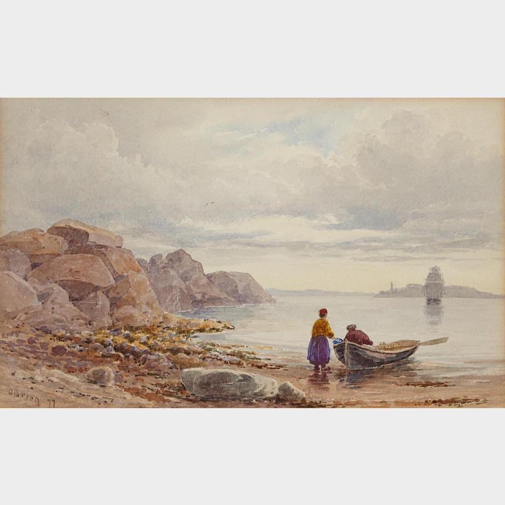 Lucius Richard O'Brien (1832-1899) - Shoreline With Row Boat And Figures