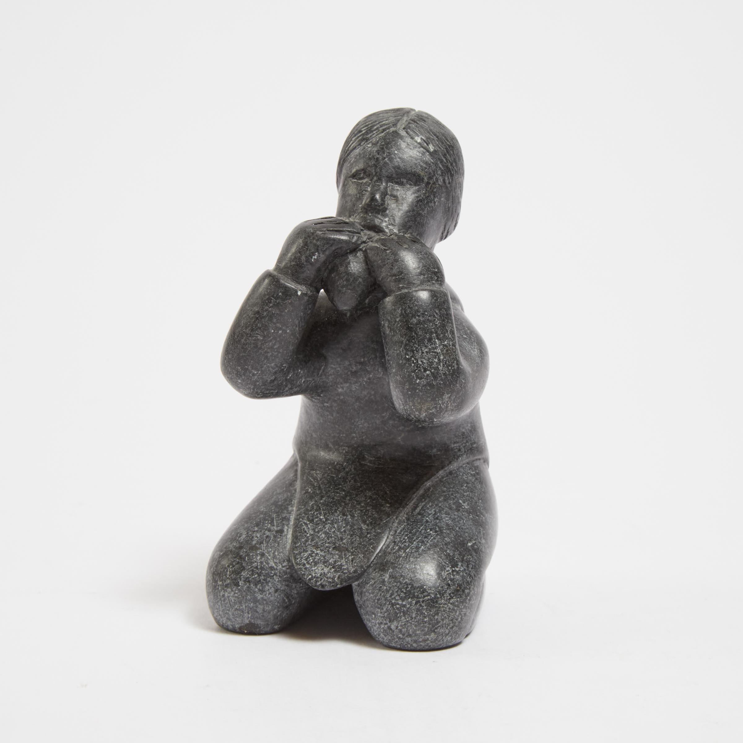 Nancy Pukingrnak Aupaluktuq (1940) - Woman Eating Meat, Ca. 2004