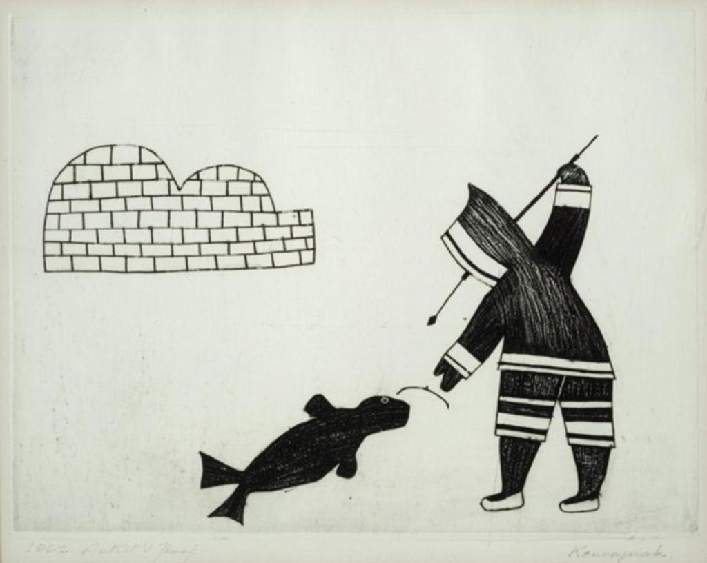 Kenojuak Ashevak (1927-2013) - Untitled, Seal Hunt