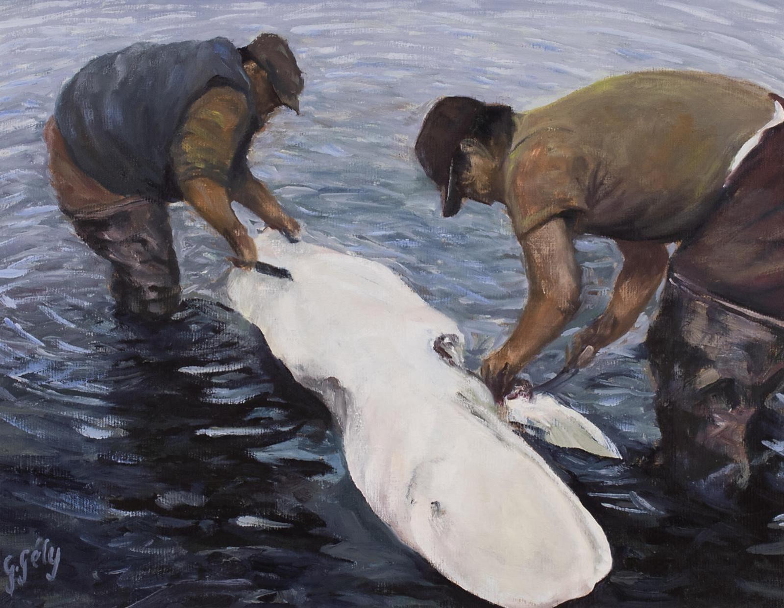 Gabriel Joseph Gely (1924) - Harvesting White Whale Beluga, Eskimo Point
