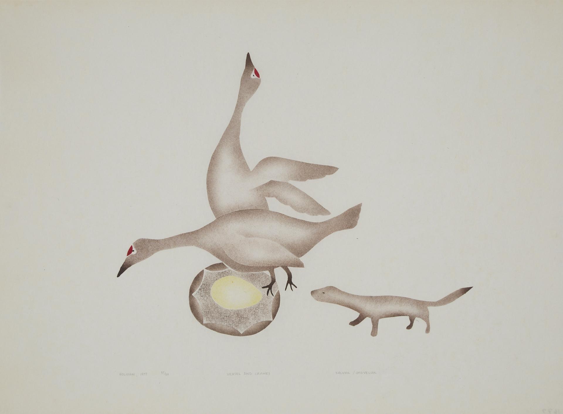 Helen Mabel Nigiyok Kalvak (1901-1984) - Weasels And Cranes