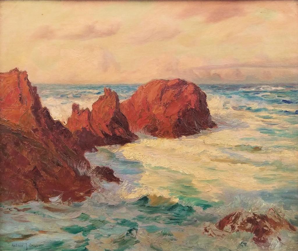 Arthur John Black (1855-1936) - Rocky Shore at Sunset