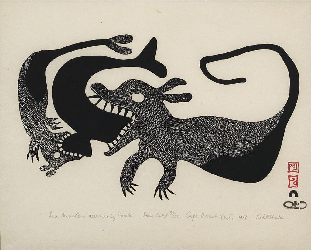 Kiakshuk (1886-1966) - Sea Monsters Devouring Whale