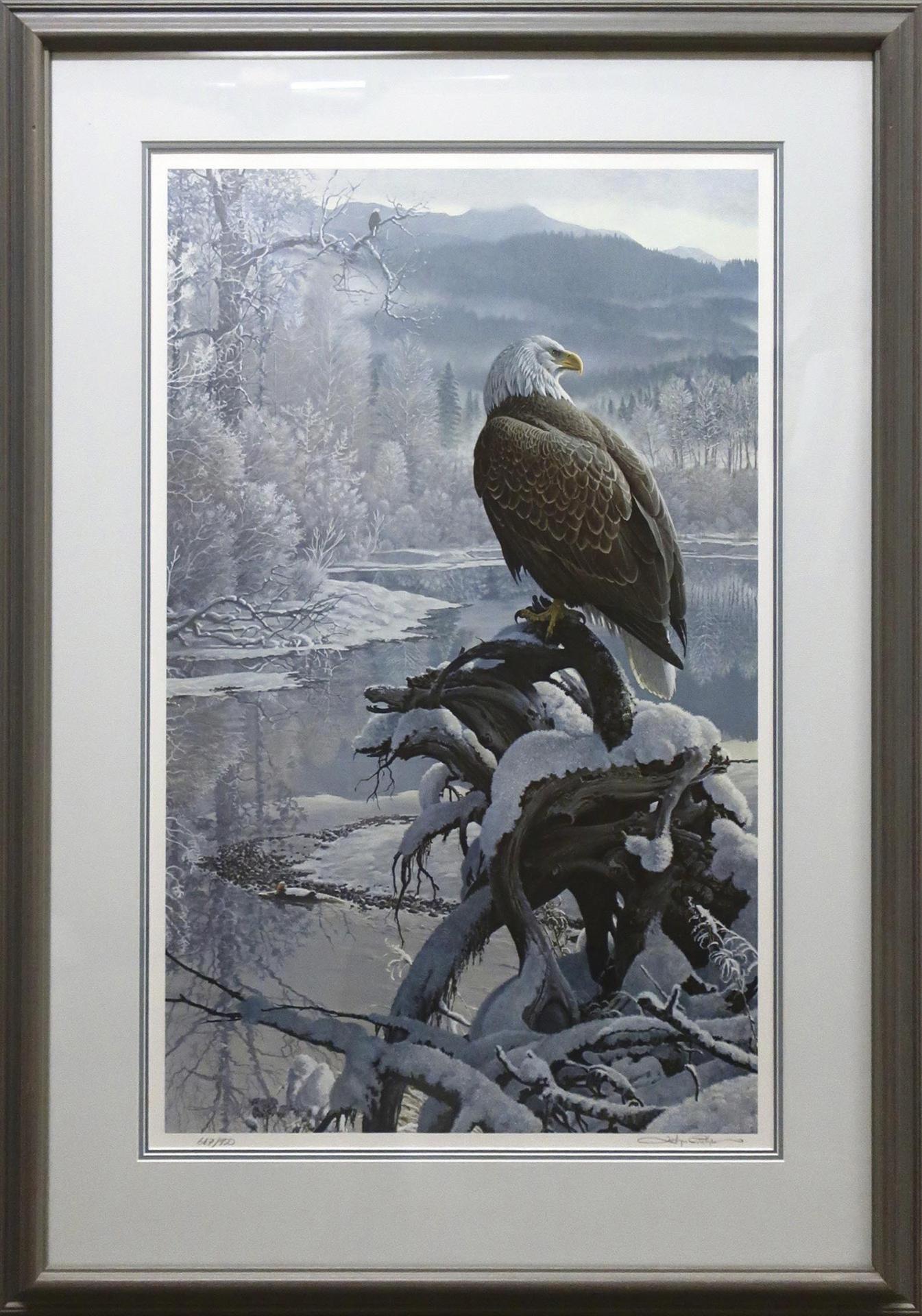 John Charles Picher (1949) - Winter On The River - Bald Eagle