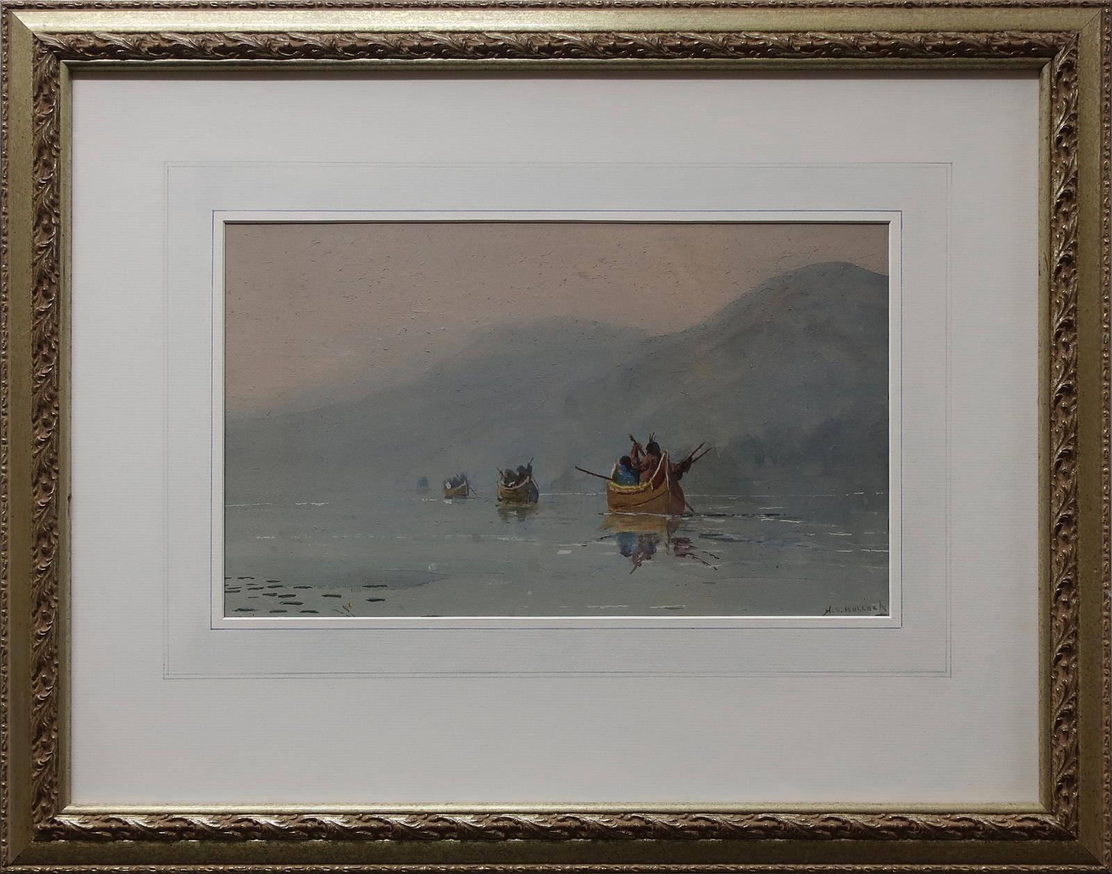 H.S. Bullock - Untitled (Indigenous Canoers On A Misty Morning)