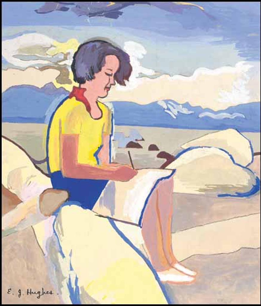 Edward John (E. J.) Hughes (1913-2007) - Art Student on the Beach