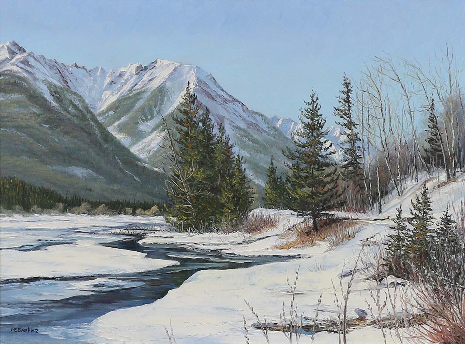 Marion E. Barker (1936-2016) - Early Pussywillows, Vermillion Lake and Sundance Range, Banff