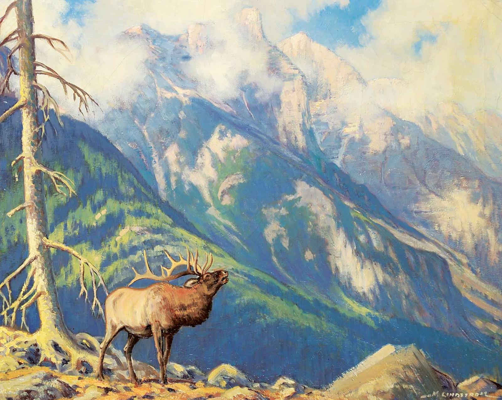 Matt Lindstrom (1890-1975) - Untitled - Elk on the Vista